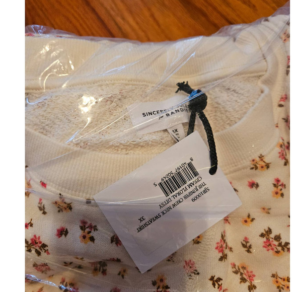 Bandier x Sincerely Jules The Juniper Crew Neck Sweatshirt Cream Floral Ditsy 3X - Picture 6 of 8